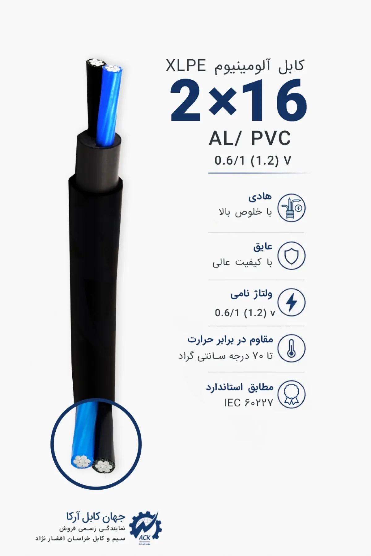 کابل آلومینیوم 16×2 خراسان افشارنژاد با مشخصات فنی و کاربرد محصول